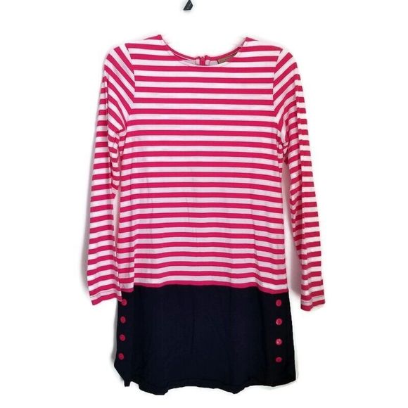 Florence Eiseman Studio 342 Dress Girls 16 Pink White Striped Navy Blue - Picture 3 of 12